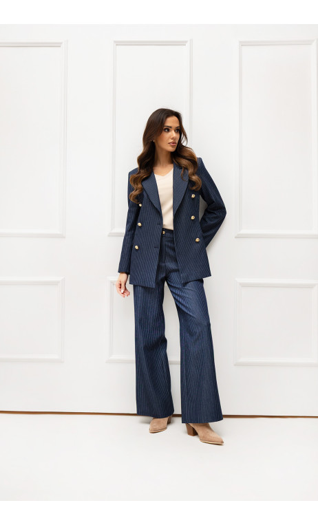 Granatowy, dwurzędowy garnitur damski ELIF
