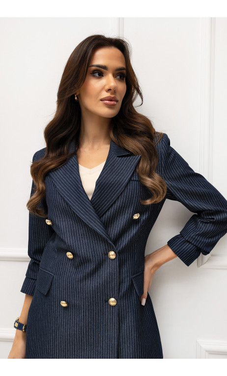 Granatowy, dwurzędowy garnitur damski ELIF
