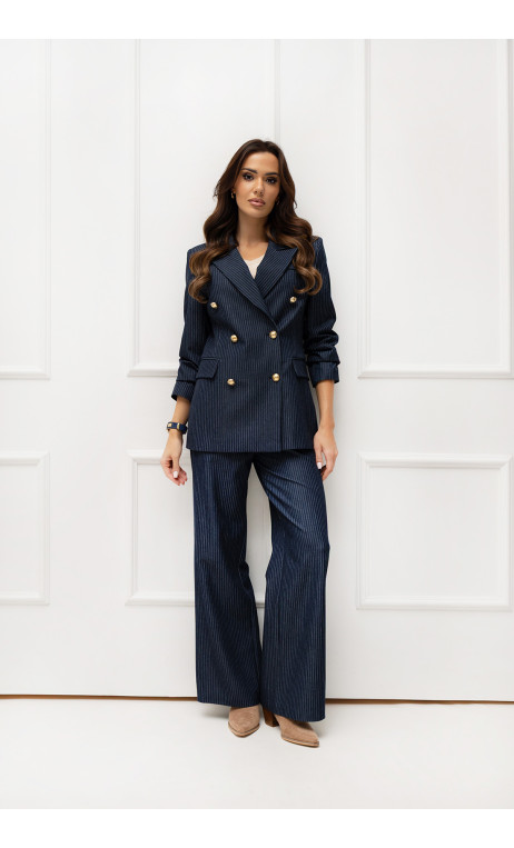 Granatowy, dwurzędowy garnitur damski ELIF
