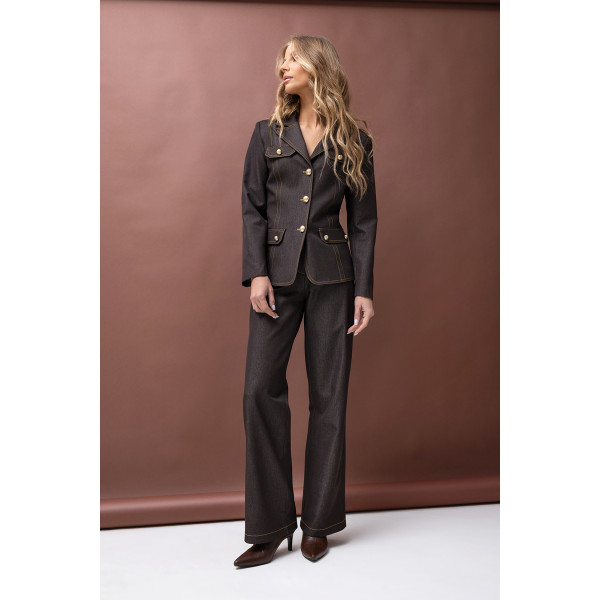 Elegancki, brązowy garnitur damski DENIZ