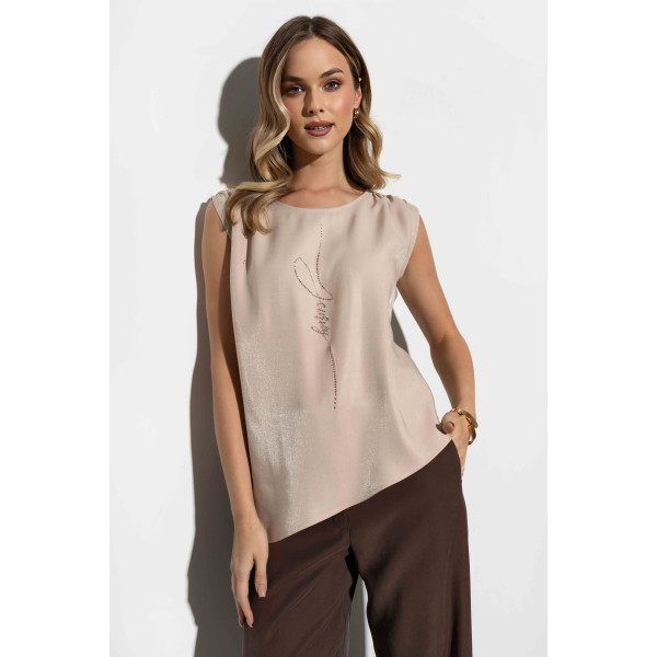 Beżowa, elegancka bluzka SARITA