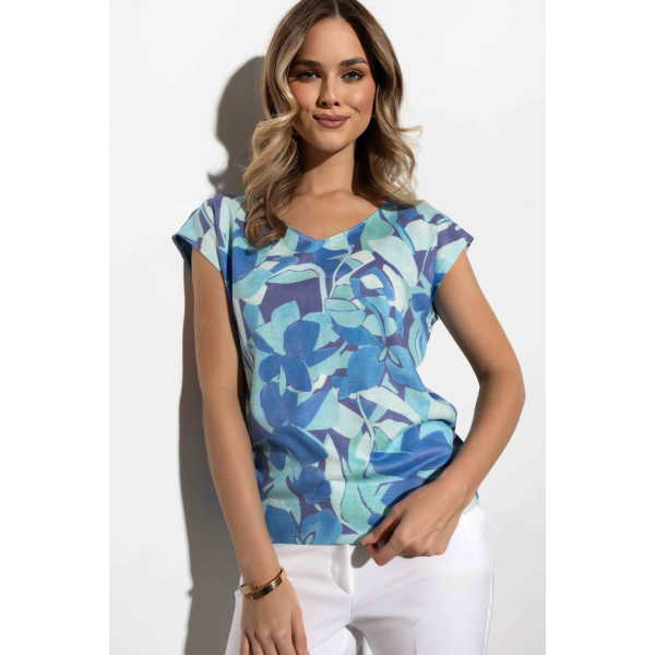 Letnia bluzka w odcieniach niebieskiego OLIMPIA