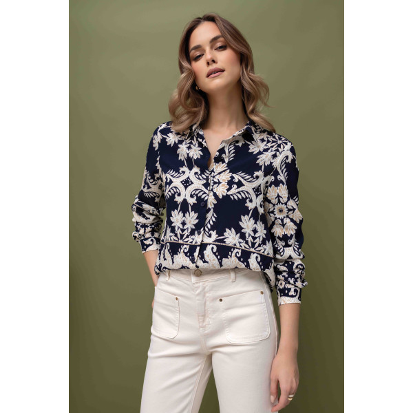 Wiskozowa koszula damska z ciekawym printem
