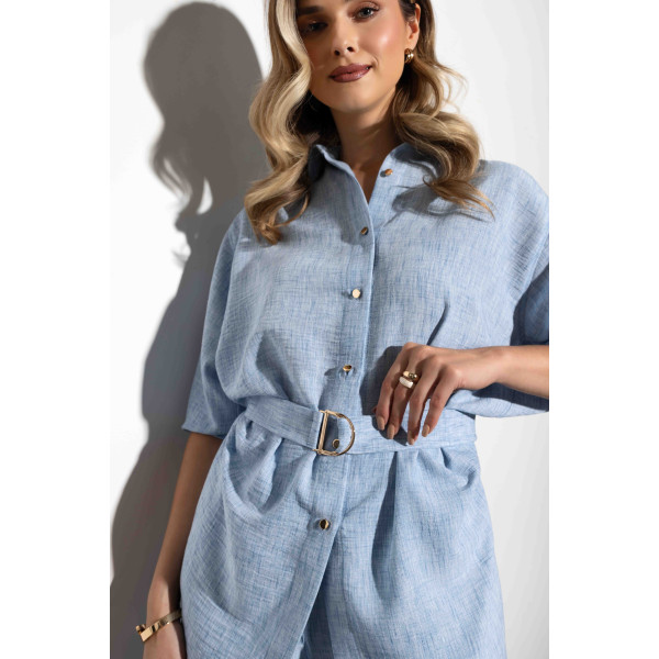 Błękitna, luźna koszula damska ANABELLA