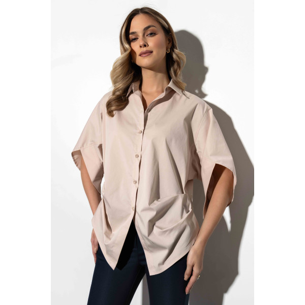 Beżowa, luźna koszula damska IVY