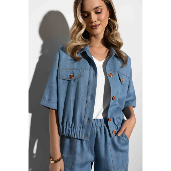 Lekka kurtka damska  kolorze jasnego jeansu RENIO