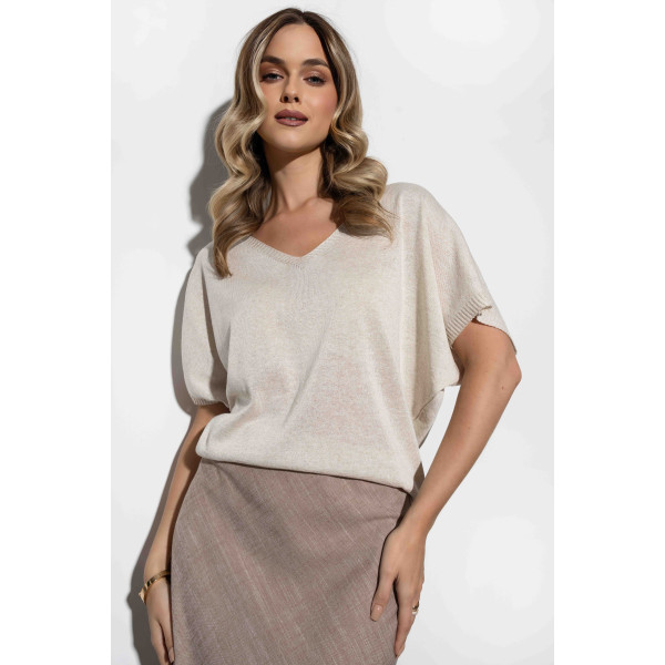 Beżowy, letni sweter o luźnym fasonie ACAPULCO