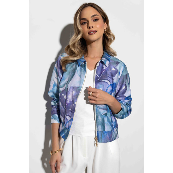 Wzorzysta, niebieska bomberka damska AGAVE