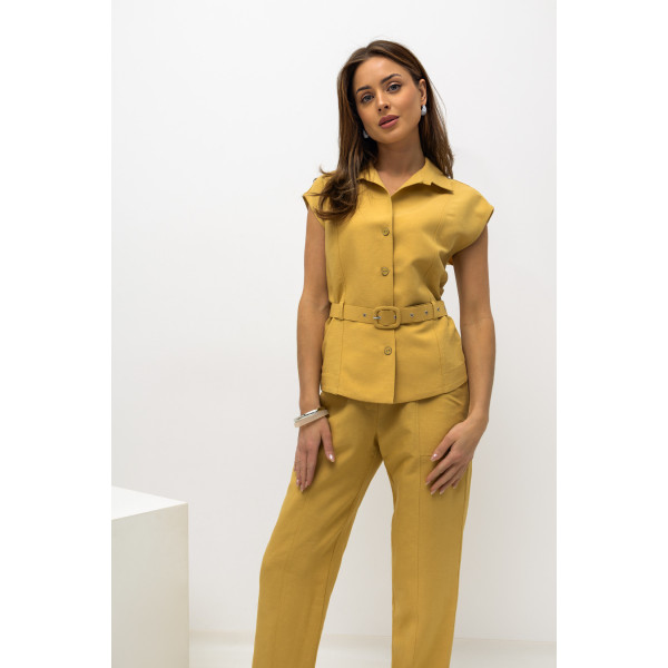 Elegancka i kobieca kamizelka w kolorze musztardowym SENSO
