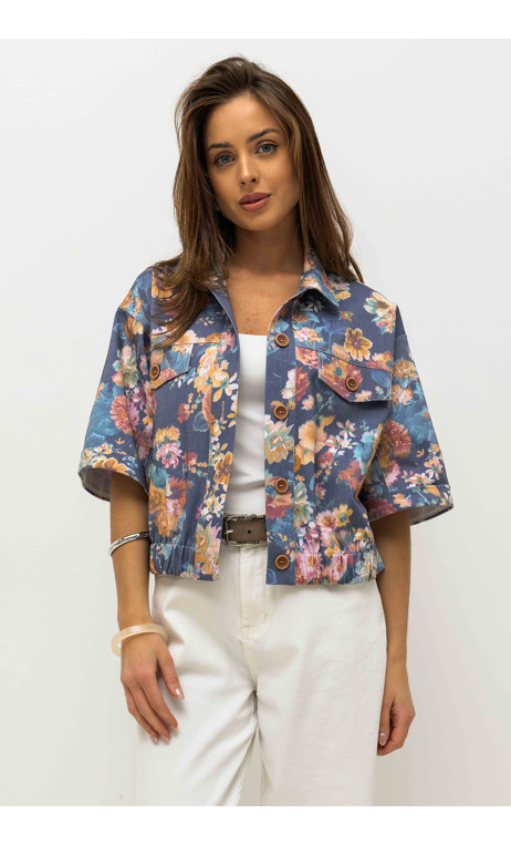 Lekka kurtka damska z kwiatowym nadrukiem RENIO