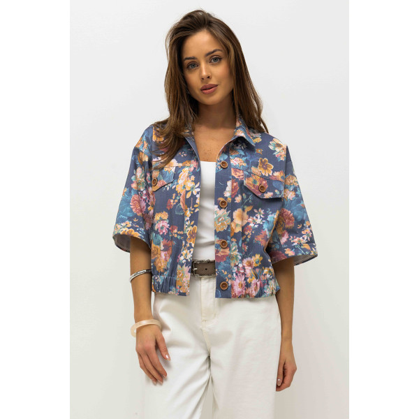 Lekka kurtka damska z kwiatowym nadrukiem RENIO