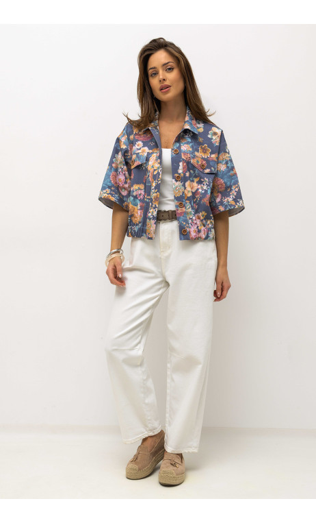 Lekka kurtka damska z kwiatowym nadrukiem RENIO