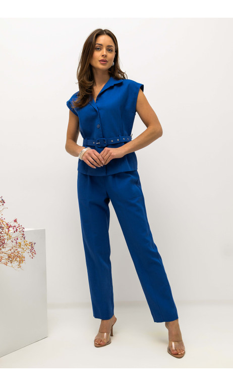 Letnie, wygodne spodnie damskie w kolorze chabrowym KARIBU