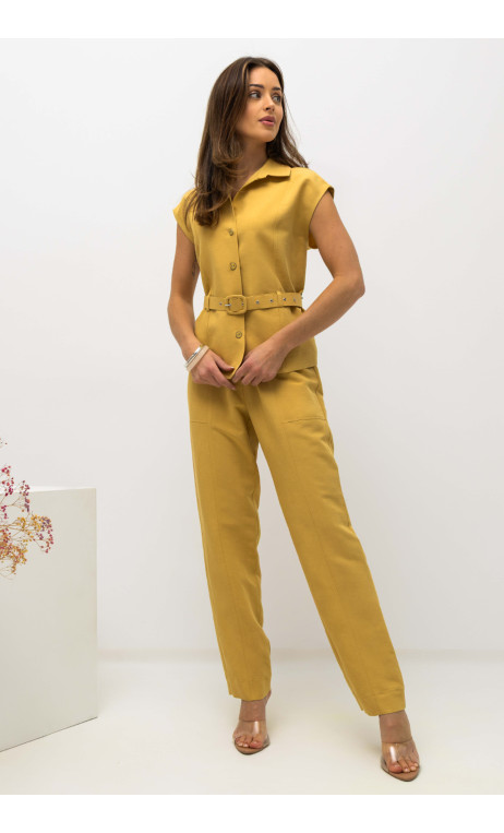 Elegancka i kobieca kamizelka w kolorze musztardowym SENSO