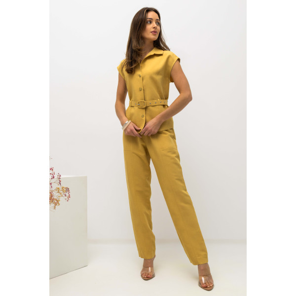 Letnie spodnie w kolorze musztardowym KARIBU