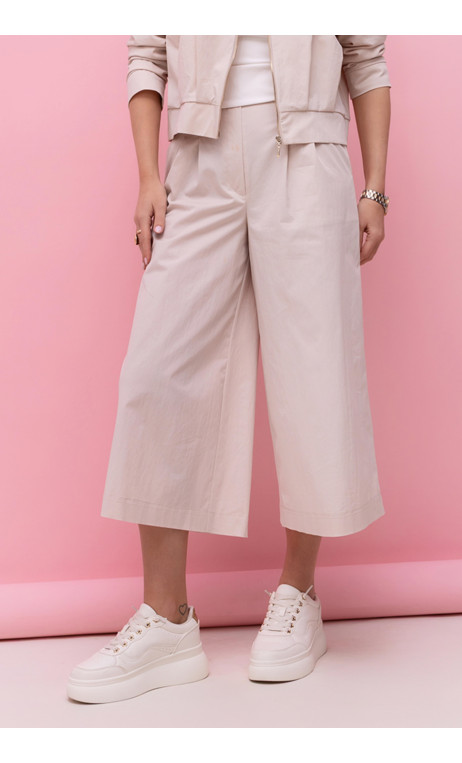 Beżowe, modne spodnie damskie typu kuloty CASMA