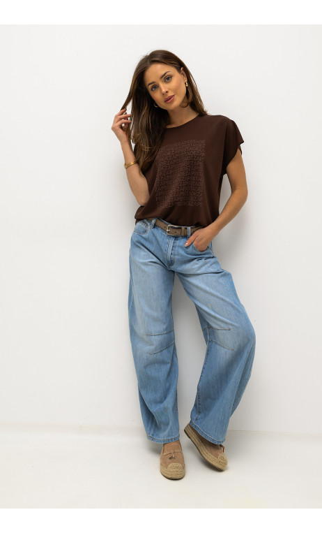 Dzianinowa bluzka w modnym odcieniu czekolady MERINGA