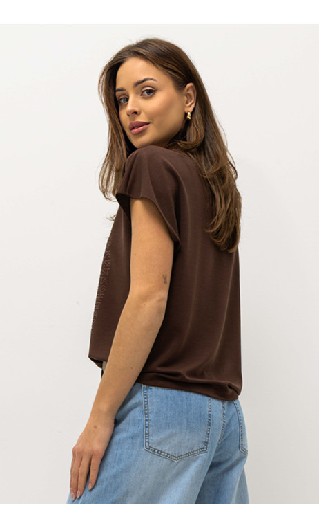 Dzianinowa bluzka w modnym odcieniu czekolady MERINGA