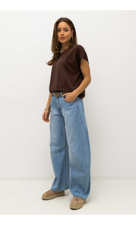 Dzianinowa bluzka w modnym odcieniu czekolady MERINGA