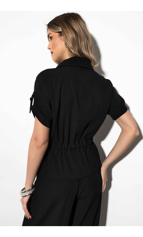 Czarne, luźne spodnie damskie SNOOPY