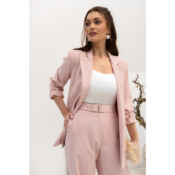 Stylowe spodnie z szeroką nogawką w kolorze pudrowego różu ZANTE