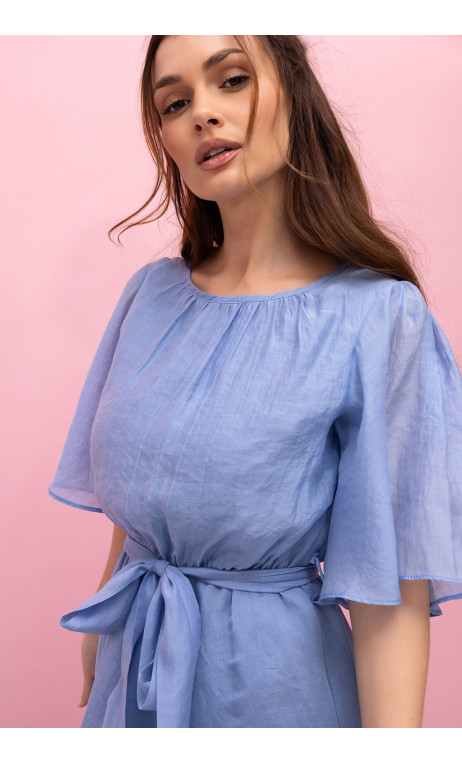 Długa, kobieca sukienka w kolorze pastelowego błękitu  ROKSANA