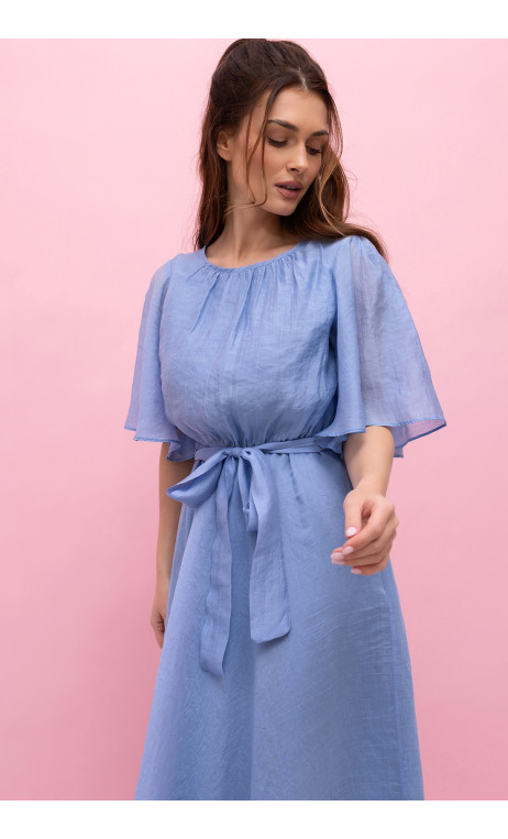 Długa, kobieca sukienka w kolorze pastelowego błękitu  ROKSANA