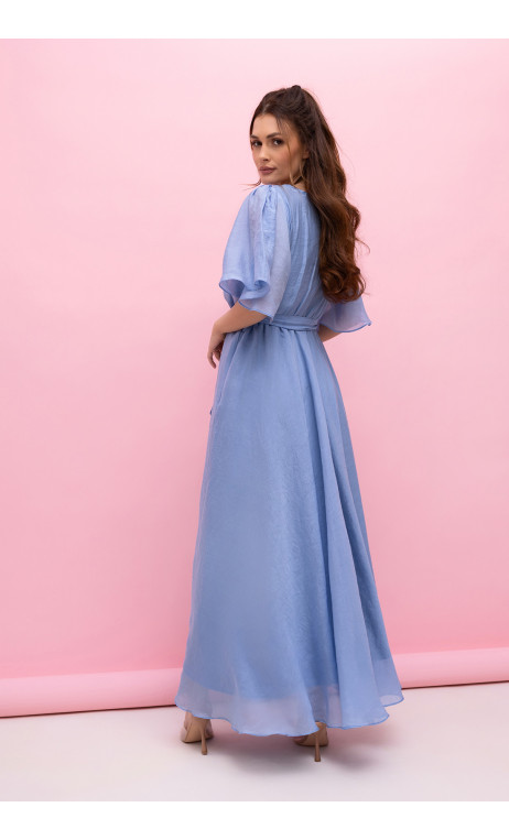 Długa, kobieca sukienka w kolorze pastelowego błękitu  ROKSANA