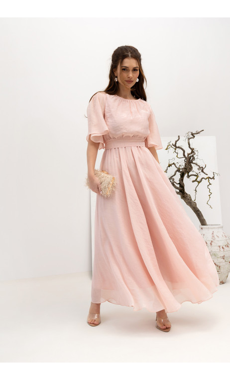 Zwiewna sukienka damska w kolorze pudrowego różu ROKSANA