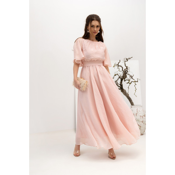 Zwiewna sukienka damska w kolorze pudrowego różu ROKSANA