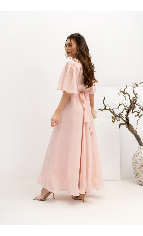 Zwiewna sukienka damska w kolorze pudrowego różu ROKSANA