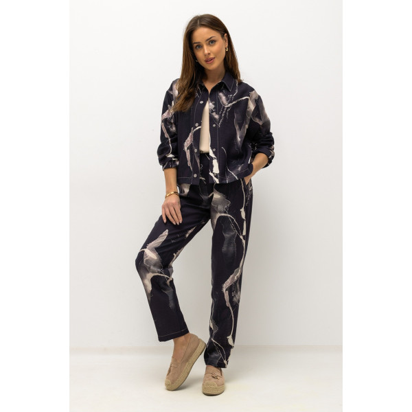 Czarne, wzorzyste spodnie PARANA