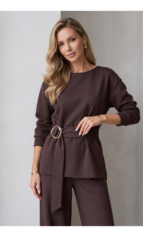 Stylowy komplet damski IWO w modnym, brązowym kolorze